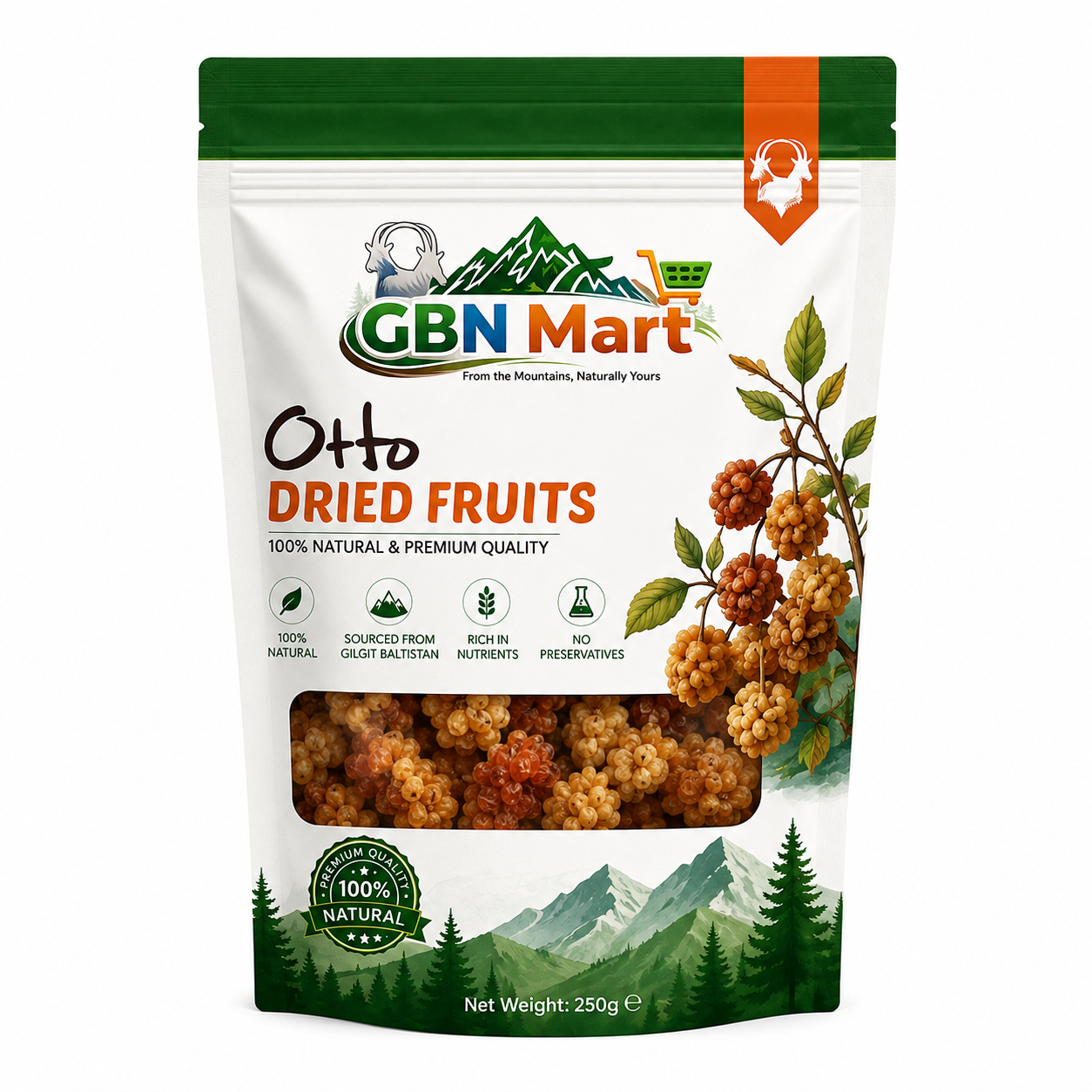 Dried Mulberries (Shahtoot) – Premium White Mulberry, Naturally Sun-Dried, Healthy Dried Fruit Snack, No Sugar Added – Weight, e.g. 250g/500g